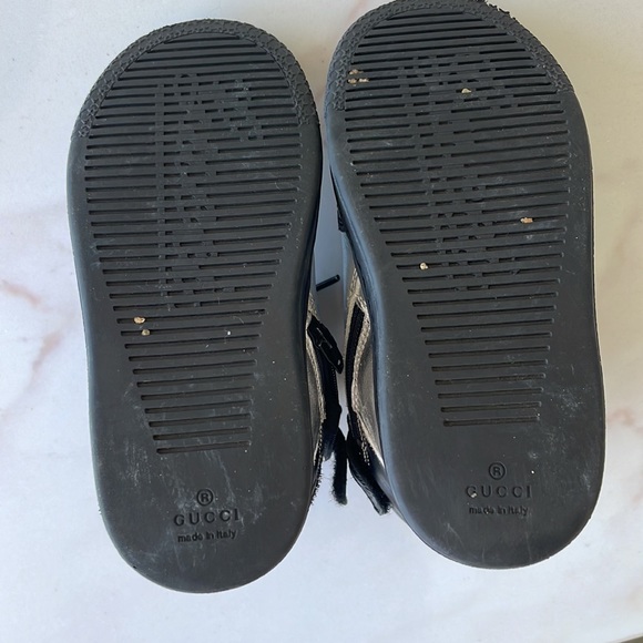 GUCCI baby toddler size 23 black & silver metallic high top sneakers designer - Picture 10 of 10